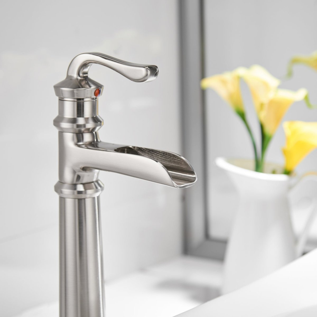 Waterfall Single Hole Bathroom Faucet Brushed Nickel - buyfaucet.com