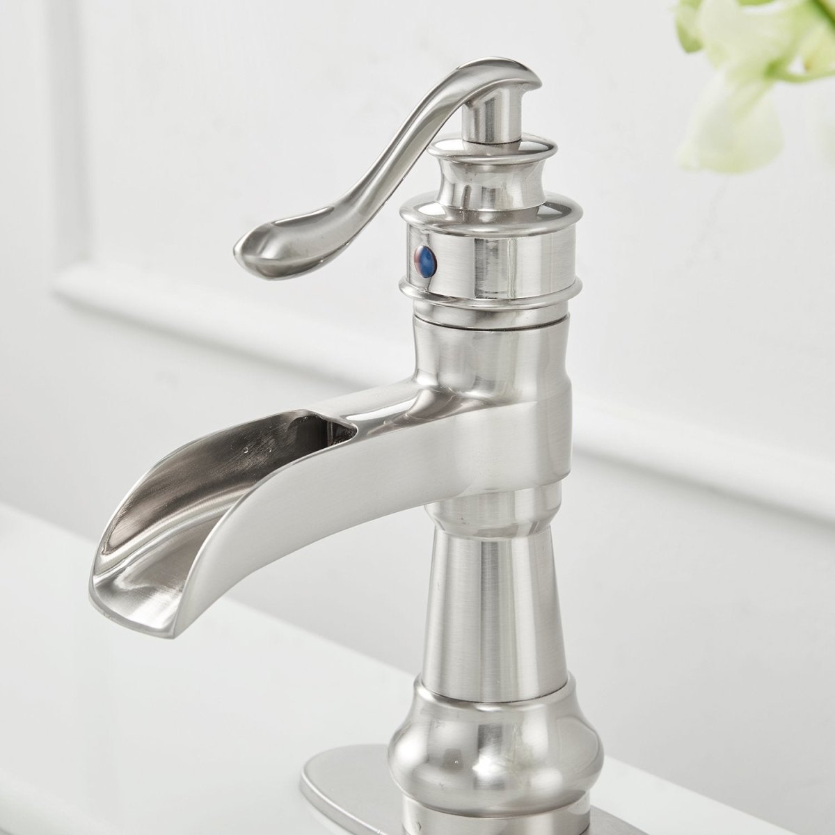 Waterfall Single Hole Bathroom Faucet Brushed Nickel - buyfaucet.com
