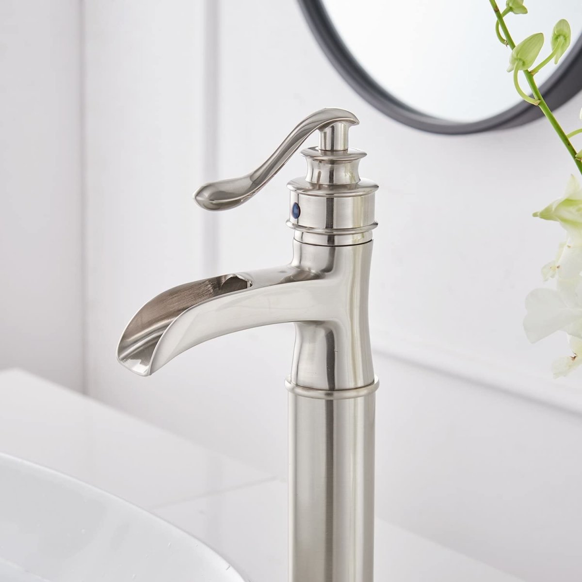 Waterfall Single Hole Bathroom Faucet Brushed Nickel - buyfaucet.com