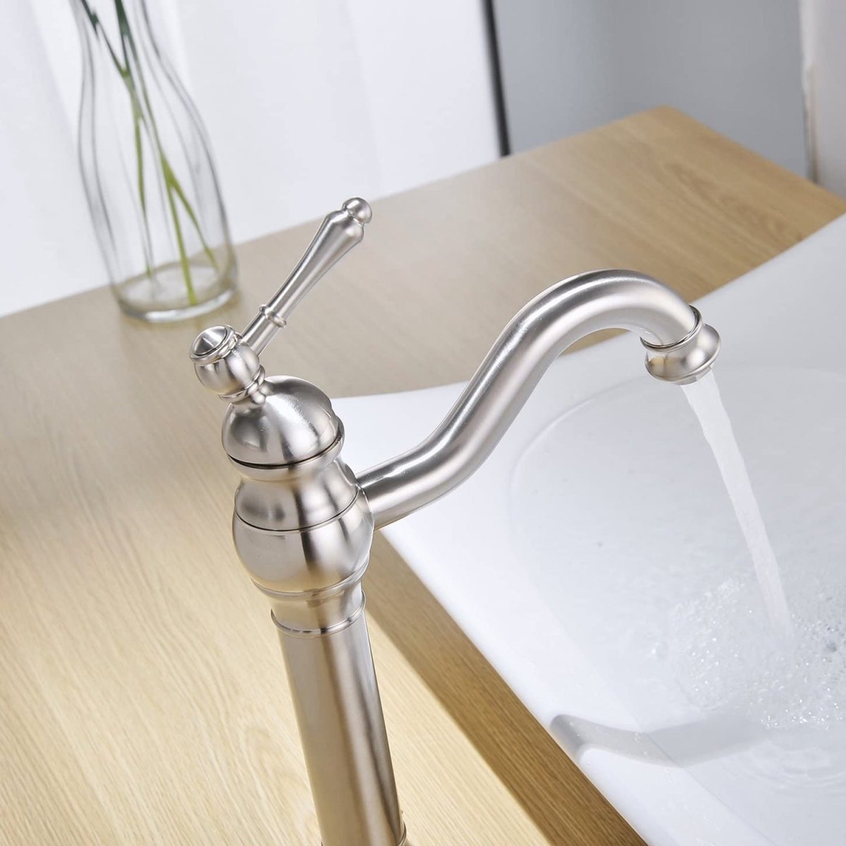 Waterfall Single Hole Bathroom Faucet Brushed Nickel - buyfaucet.com
