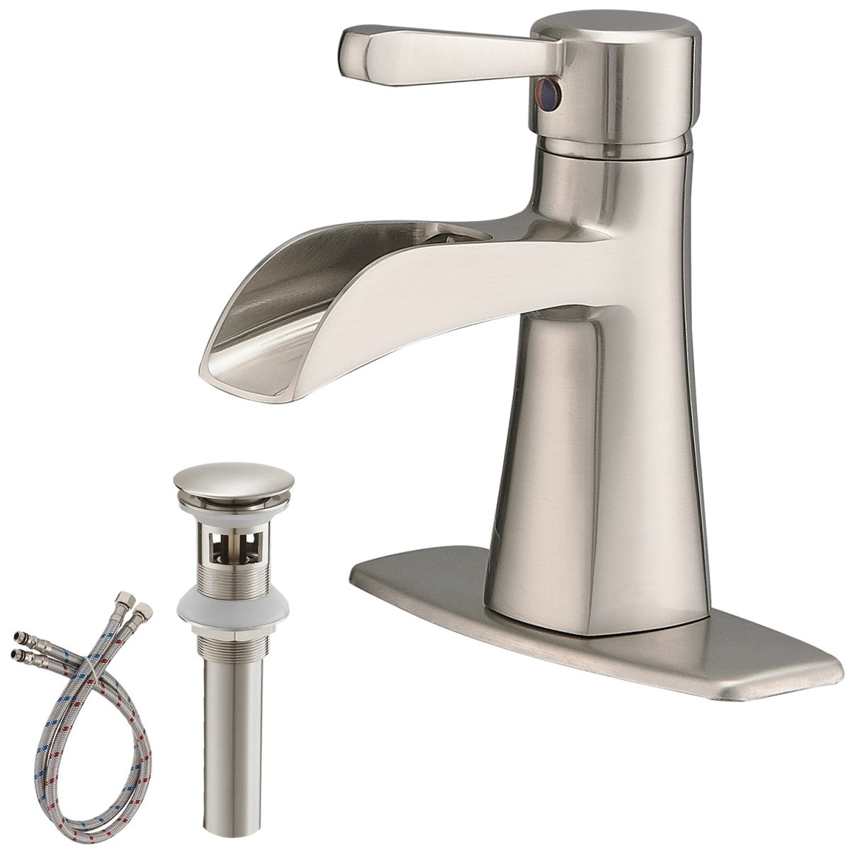 Waterfall Single Hole Bathroom Faucet Brushed Nickel - buyfaucet.com