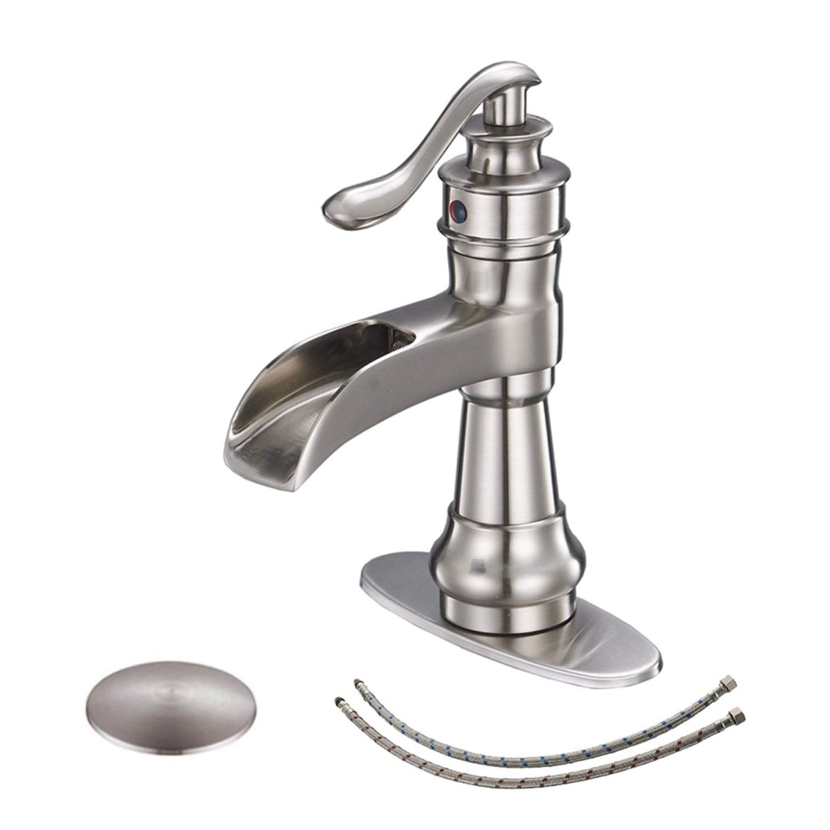 Waterfall Single Hole Bathroom Faucet Brushed Nickel - buyfaucet.com