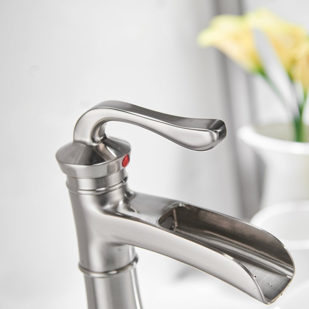 Waterfall Single Hole Bathroom Faucet Brushed Nickel - buyfaucet.com