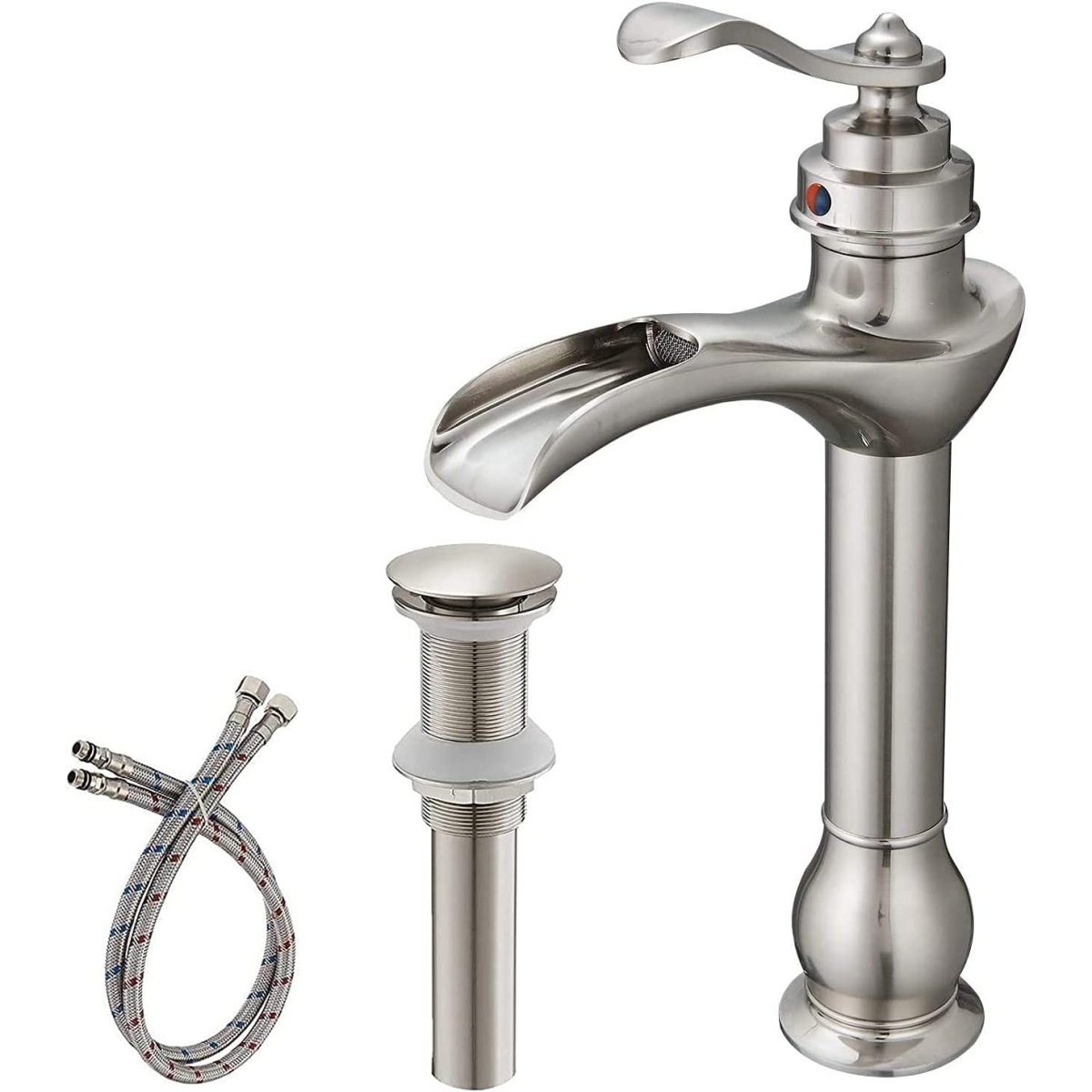 Waterfall Single Hole Bathroom Faucet Brushed Nickel - buyfaucet.com