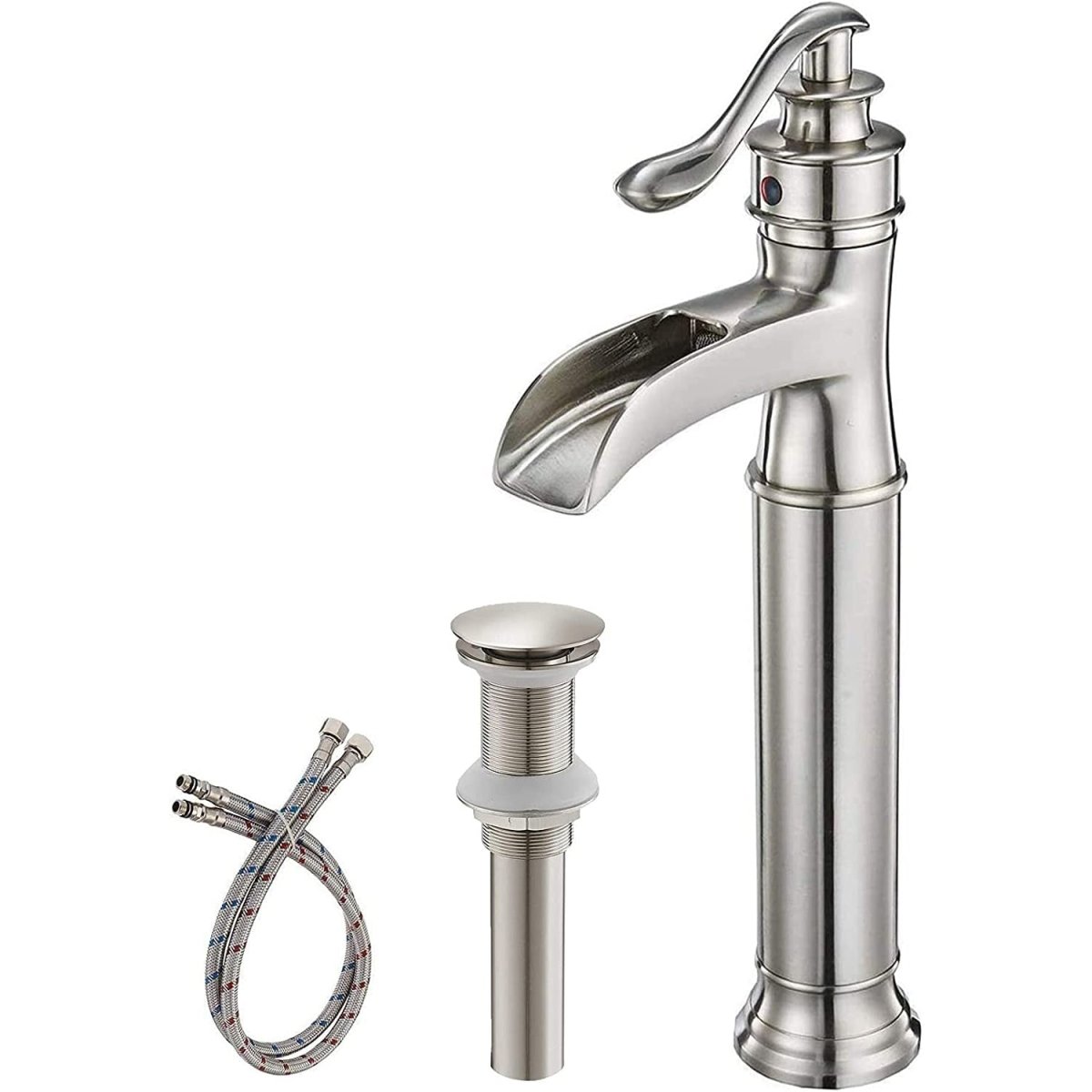 Waterfall Single Hole Bathroom Faucet Brushed Nickel - buyfaucet.com