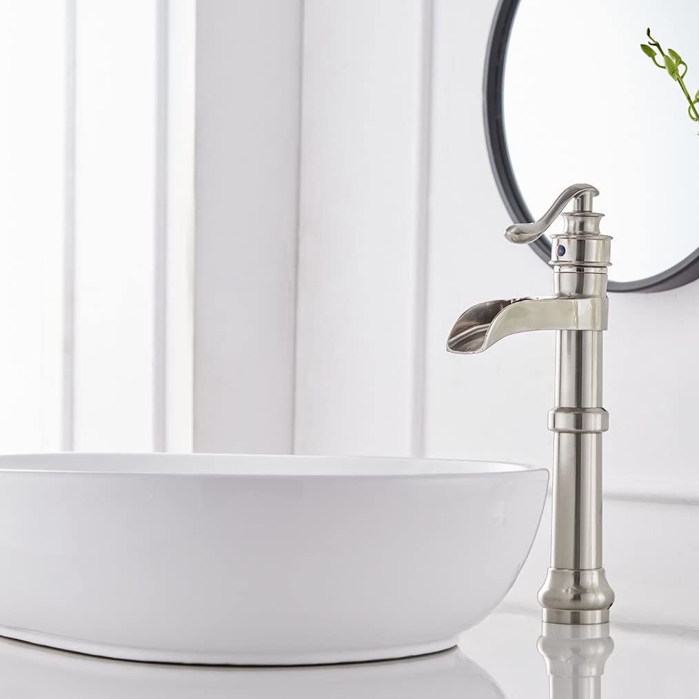 Waterfall Single Hole Bathroom Faucet Brushed Nickel - buyfaucet.com
