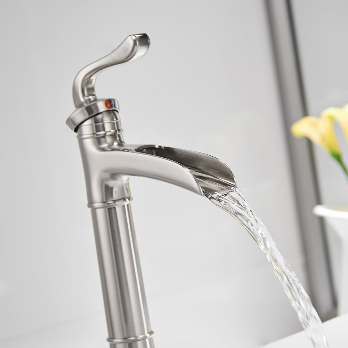 Waterfall Single Hole Bathroom Faucet Brushed Nickel - buyfaucet.com