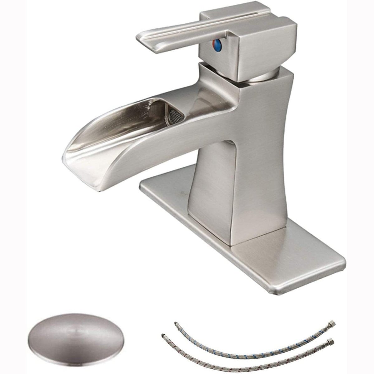 Waterfall Single Hole Bathroom Faucet Brushed Nickel - buyfaucet.com