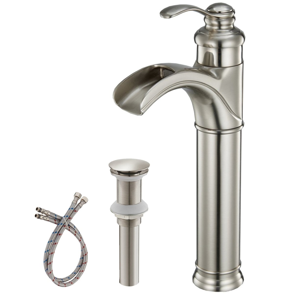 Waterfall Single Hole Bathroom Faucet Brushed Nickel - buyfaucet.com
