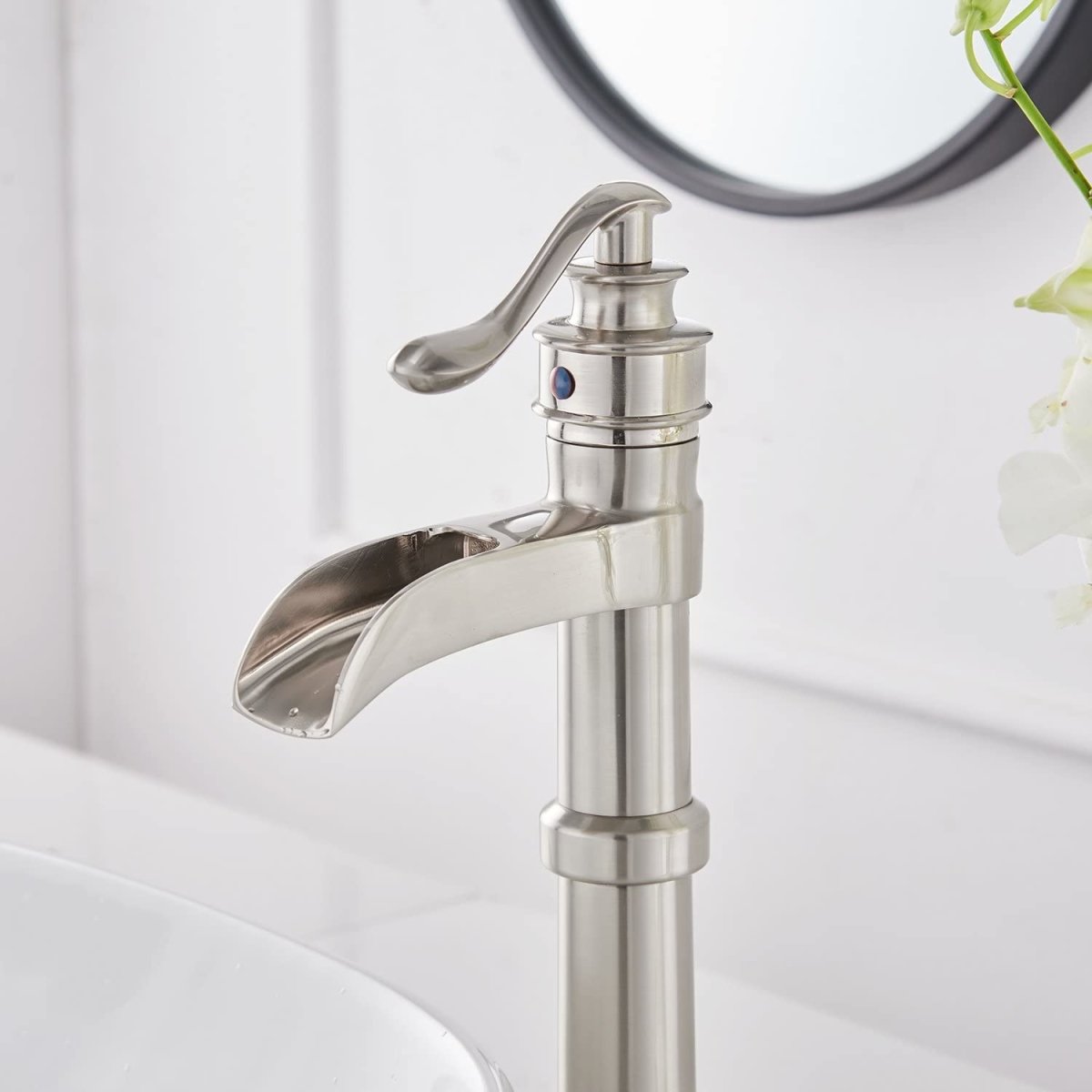 Waterfall Single Hole Bathroom Faucet Brushed Nickel - buyfaucet.com