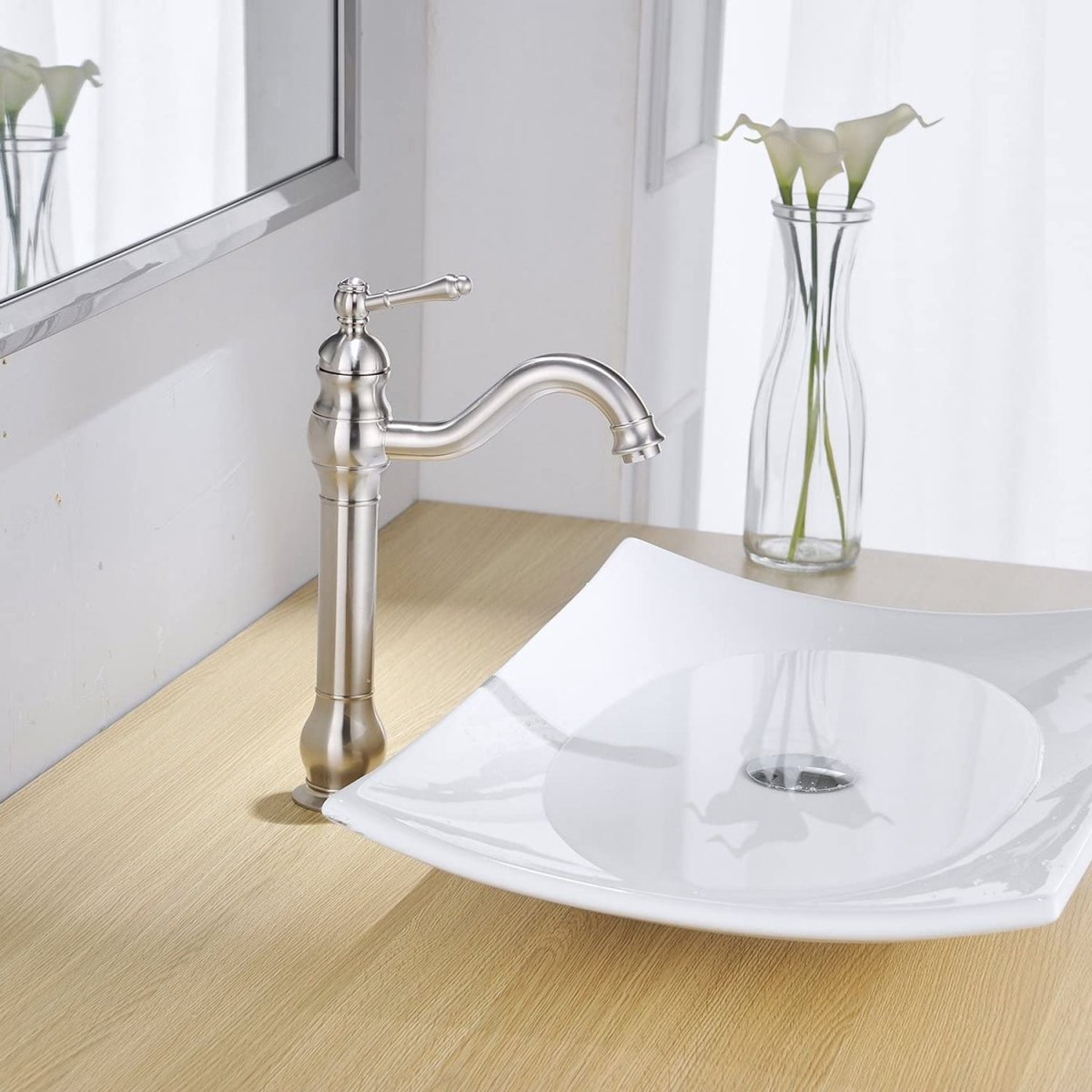 Waterfall Single Hole Bathroom Faucet Brushed Nickel - buyfaucet.com