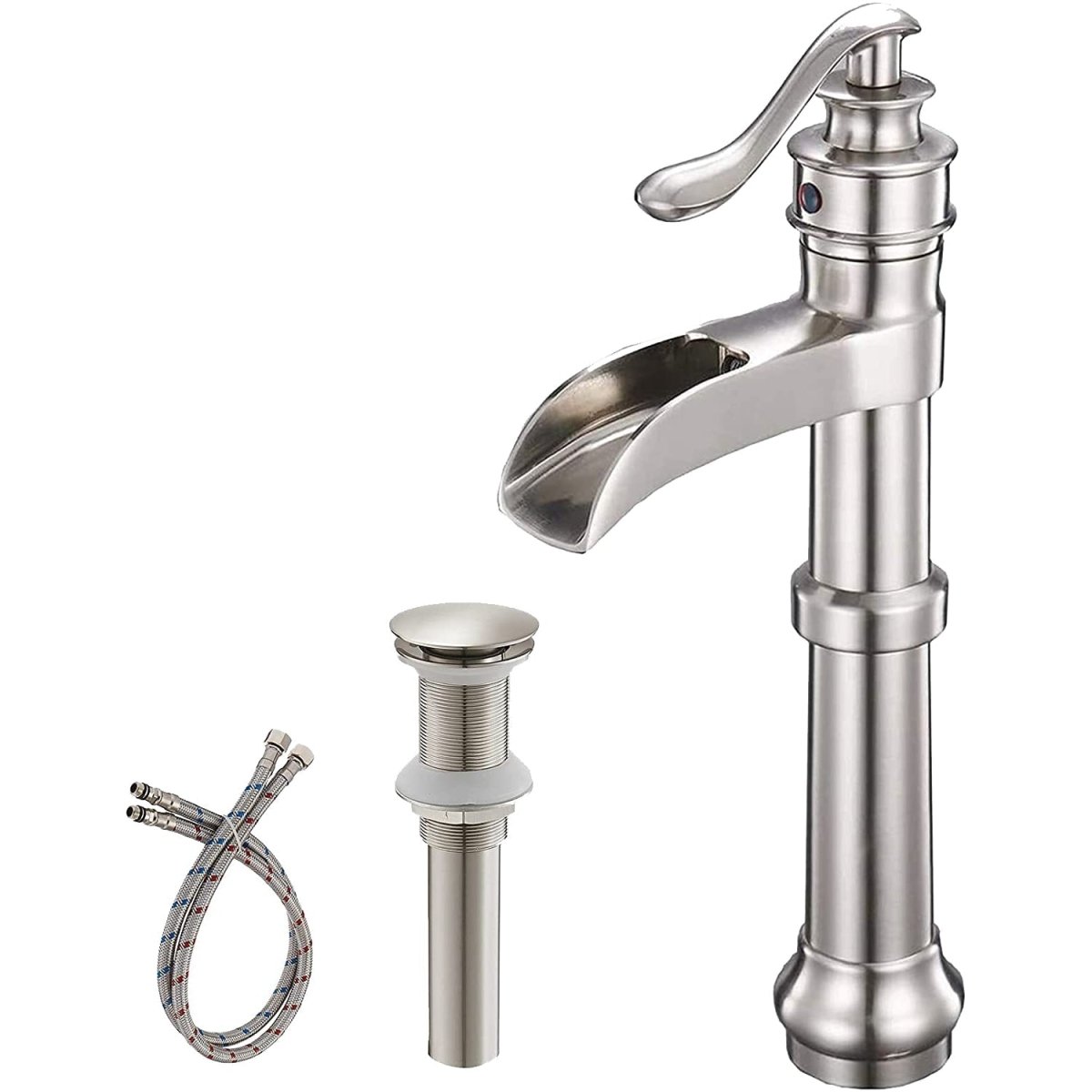 Waterfall Single Hole Bathroom Faucet Brushed Nickel - buyfaucet.com