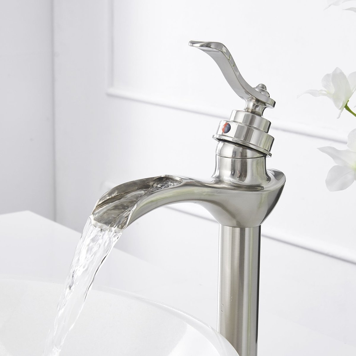 Waterfall Single Hole Bathroom Faucet Brushed Nickel - buyfaucet.com