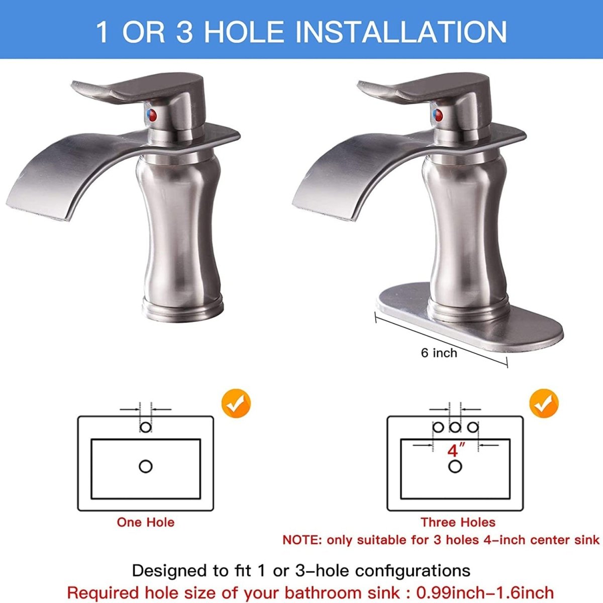 Waterfall Single Hole Bathroom Faucet Brushed Nickel - buyfaucet.com