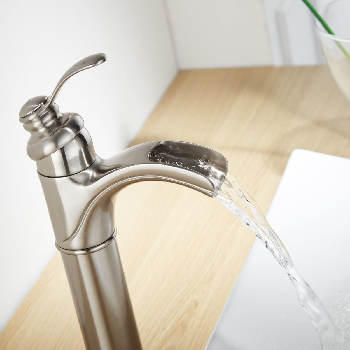 Waterfall Single Hole Bathroom Faucet Brushed Nickel - buyfaucet.com