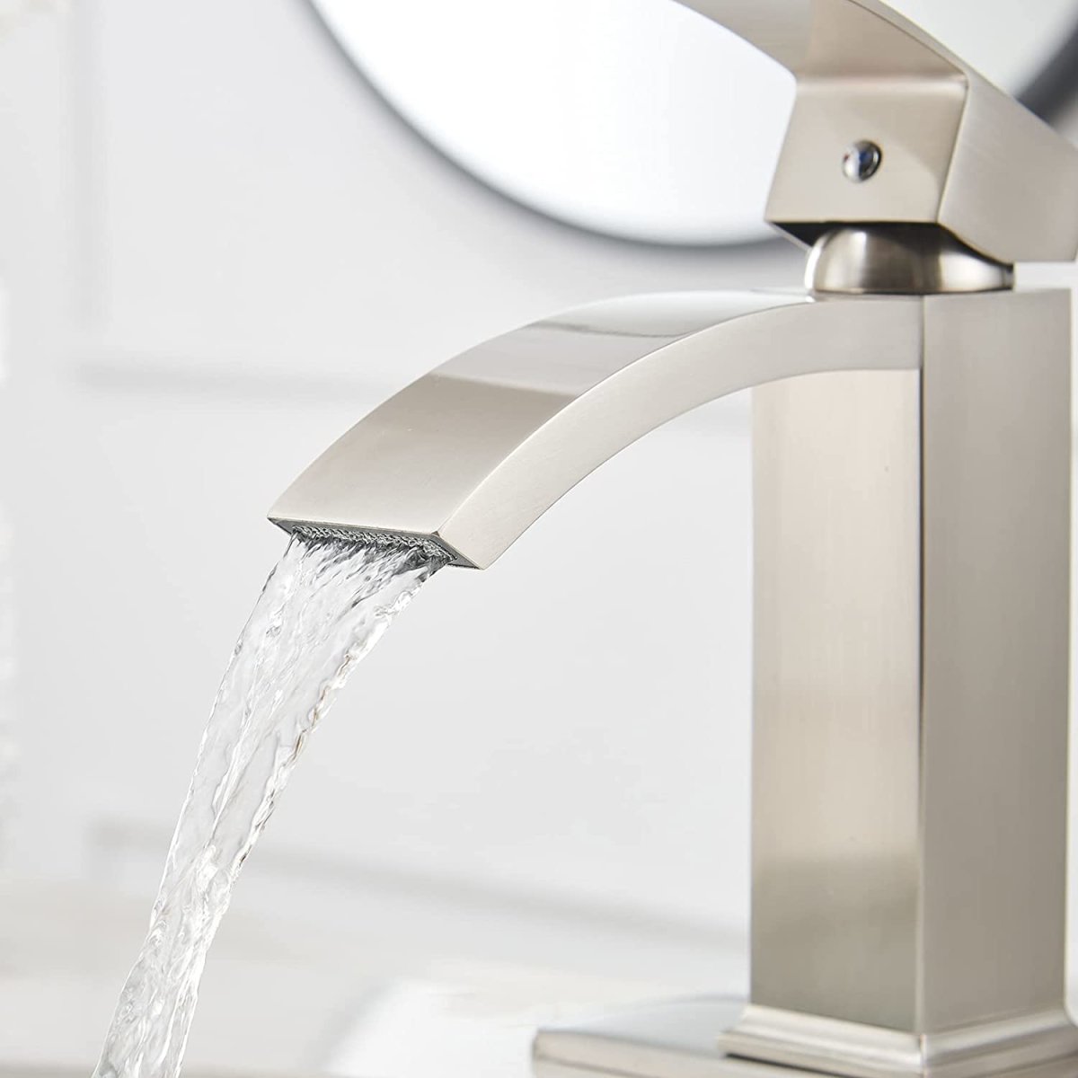 Waterfall Single Hole Bathroom Faucet Brushed Nickel - buyfaucet.com
