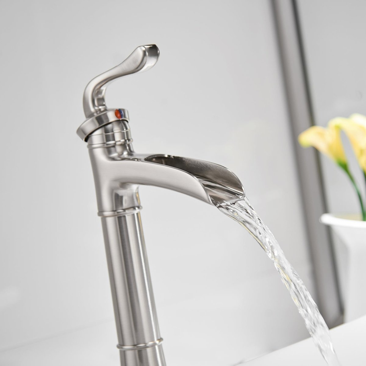 Waterfall Single Hole Bathroom Faucet Brushed Nickel - buyfaucet.com