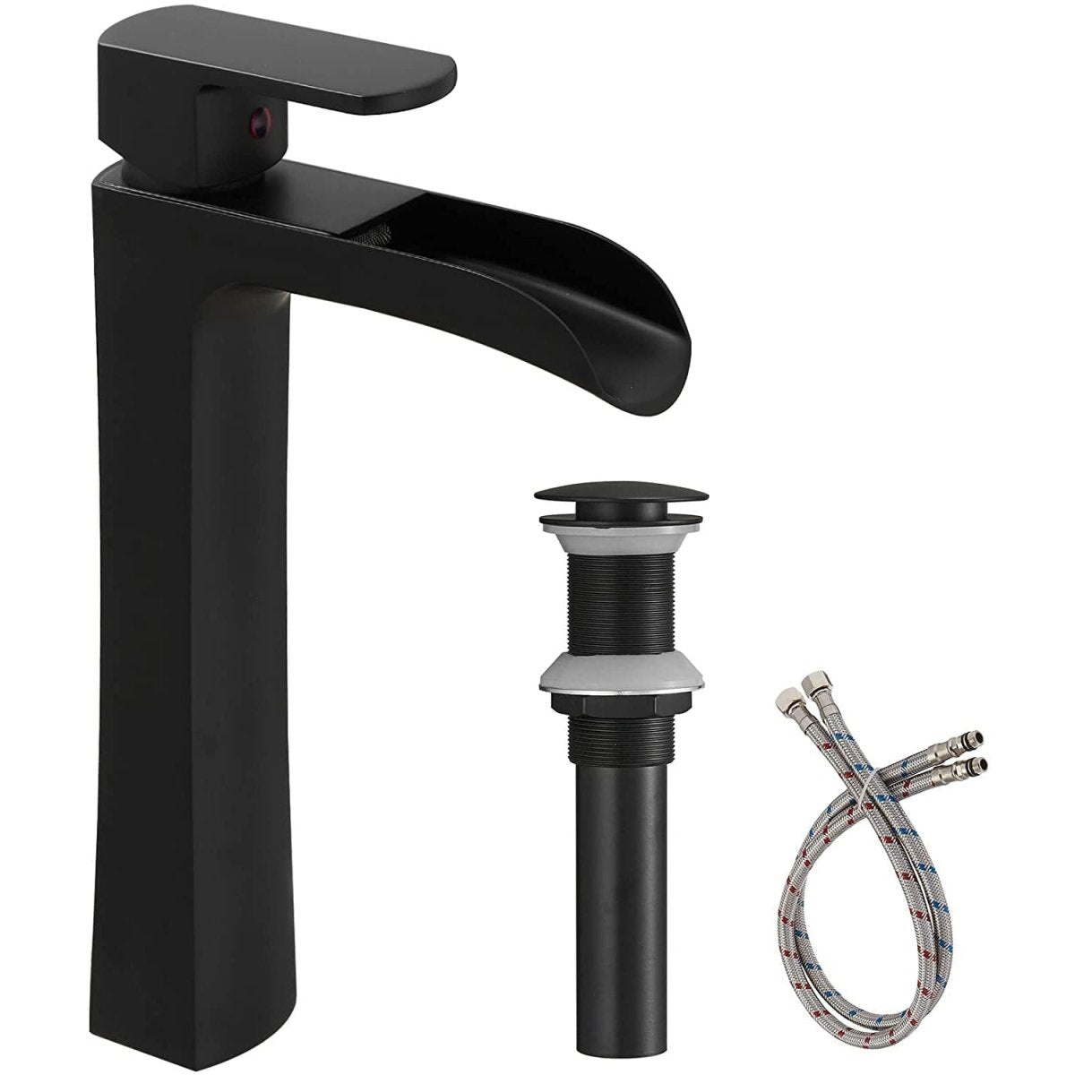 Waterfall Single Hole Bathroom Faucet Matte Black - buyfaucet.com
