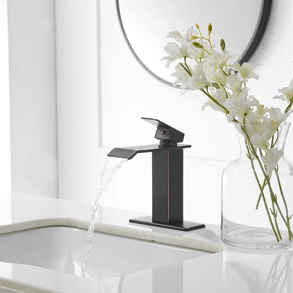 Waterfall Single Hole Bathroom Faucet Oil Rubbed Bronze-1 - buyfaucet.com
