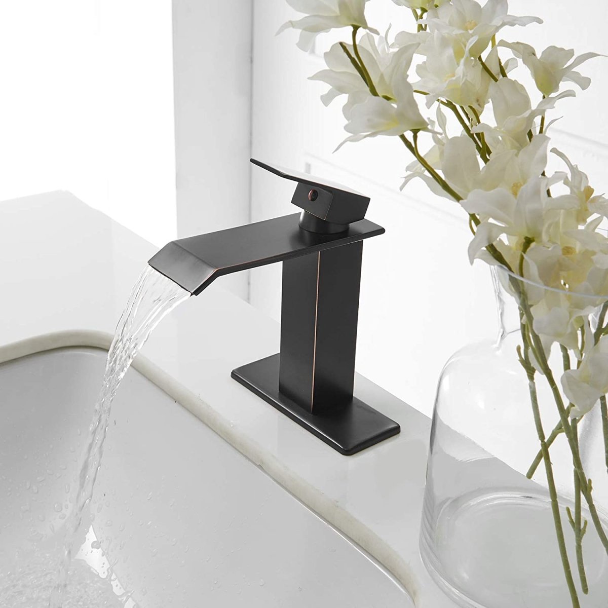 Waterfall Single Hole Bathroom Faucet Oil Rubbed Bronze-1 - buyfaucet.com
