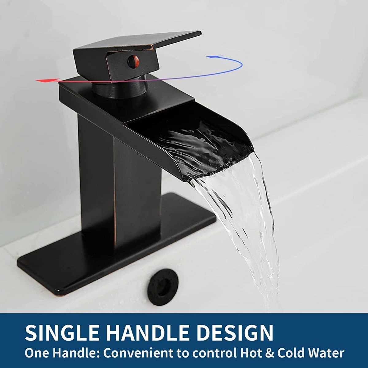 Waterfall Single Hole Bathroom Faucet Oil Rubbed Bronze-1 - buyfaucet.com