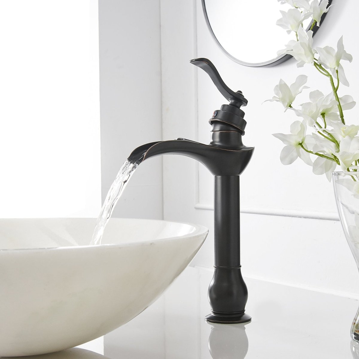 Waterfall Single Hole Bathroom Faucet Oil Rubbed Bronze-1 - buyfaucet.com