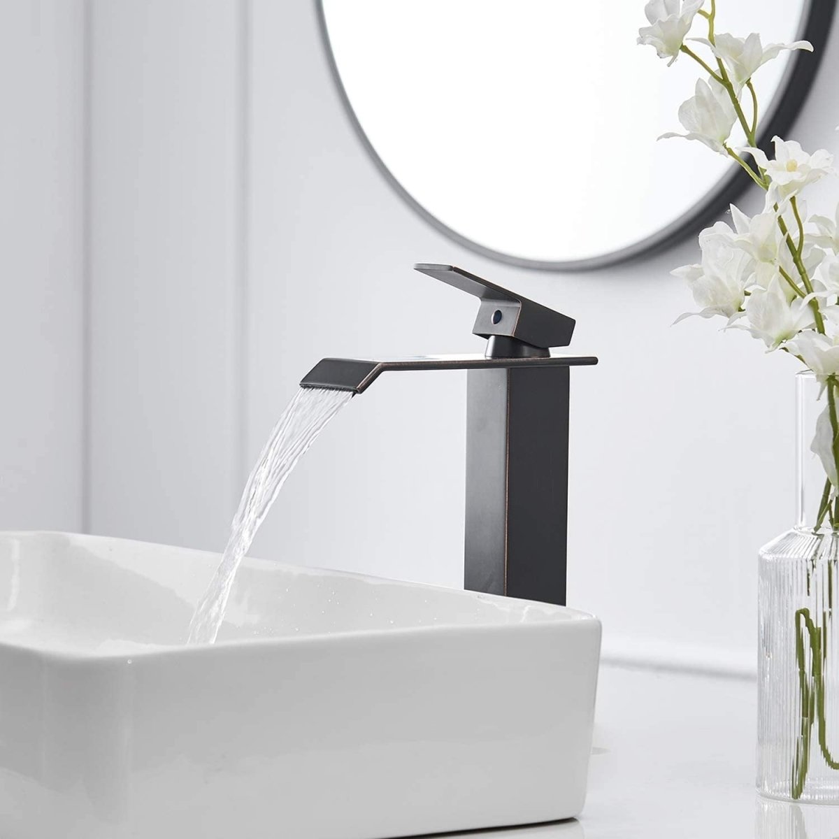 Waterfall Single Hole Bathroom Faucet Oil Rubbed Bronze-1 - buyfaucet.com