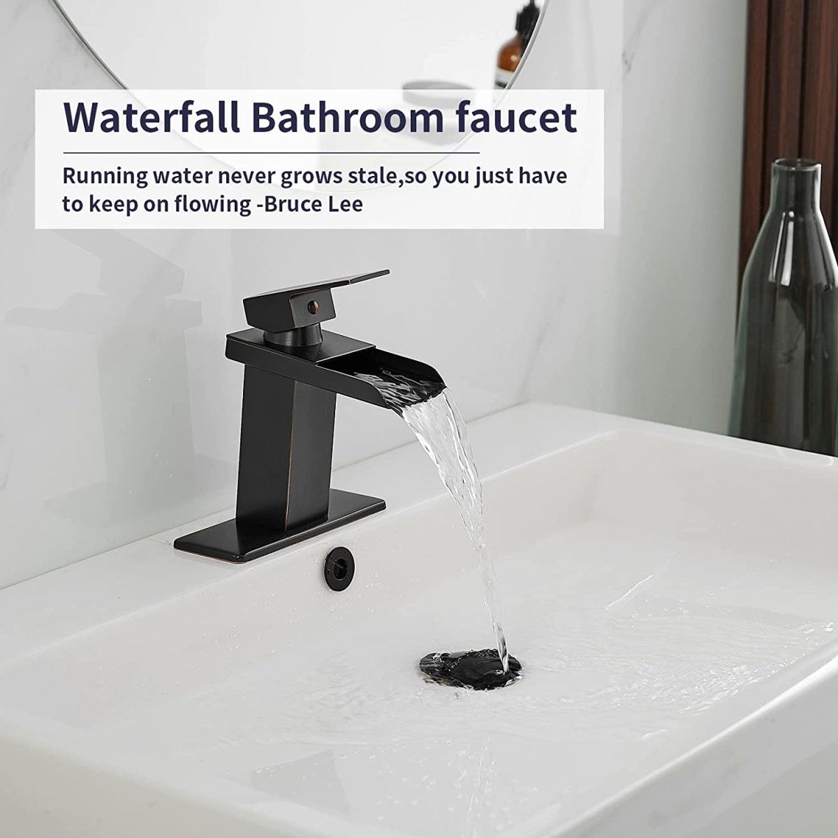 Waterfall Single Hole Bathroom Faucet Oil Rubbed Bronze-1 - buyfaucet.com