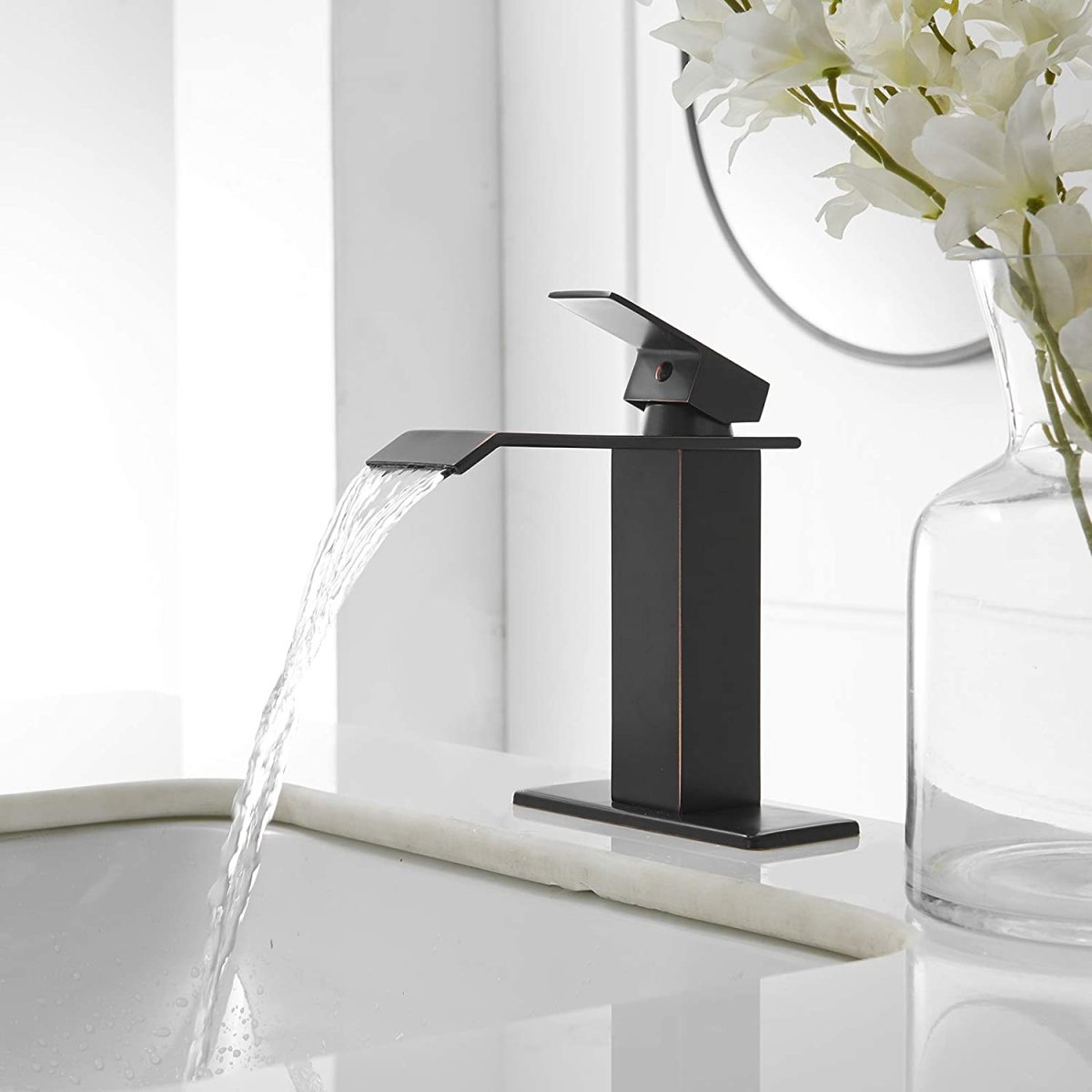 Waterfall Single Hole Bathroom Faucet Oil Rubbed Bronze-1 - buyfaucet.com