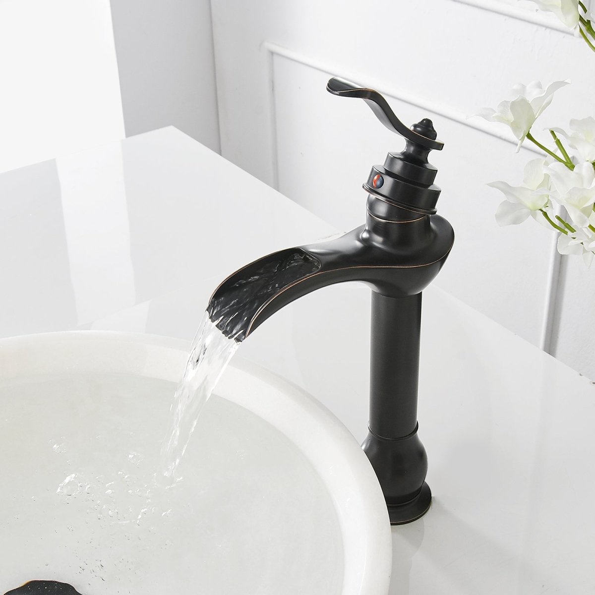 Waterfall Single Hole Bathroom Faucet Oil Rubbed Bronze-1 - buyfaucet.com