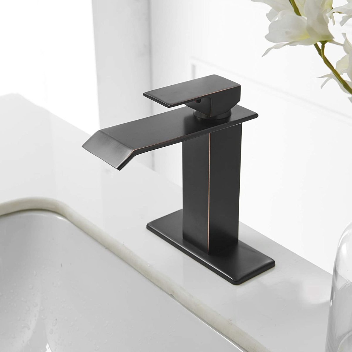 Waterfall Single Hole Bathroom Faucet Oil Rubbed Bronze-1 - buyfaucet.com