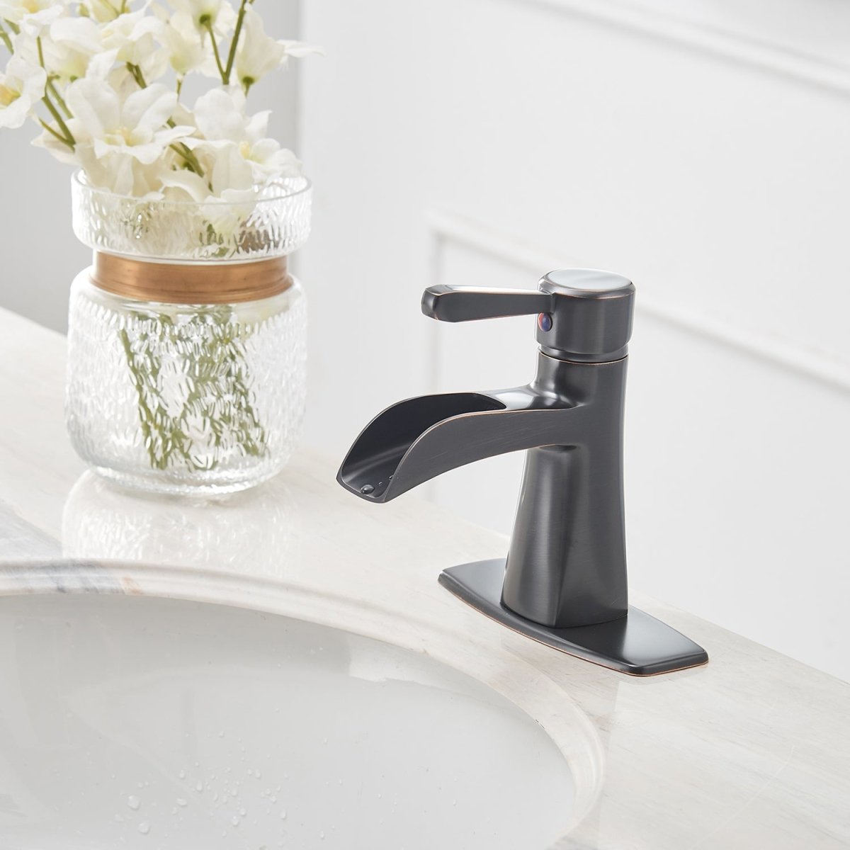 Waterfall Single Hole Bathroom Faucet Oil Rubbed Bronze - buyfaucet.com