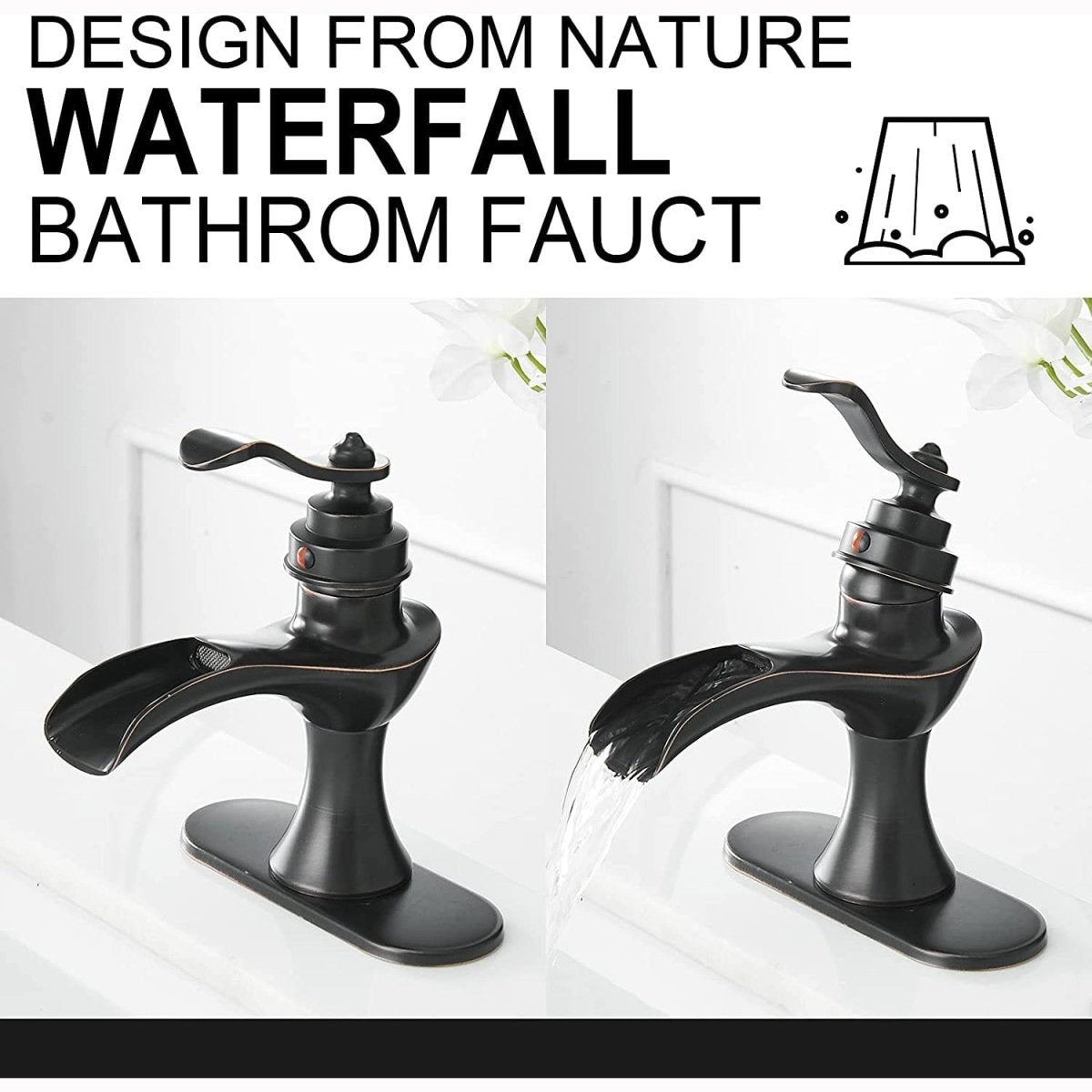 Waterfall Single Hole Bathroom Faucet Oil Rubbed Bronze - buyfaucet.com
