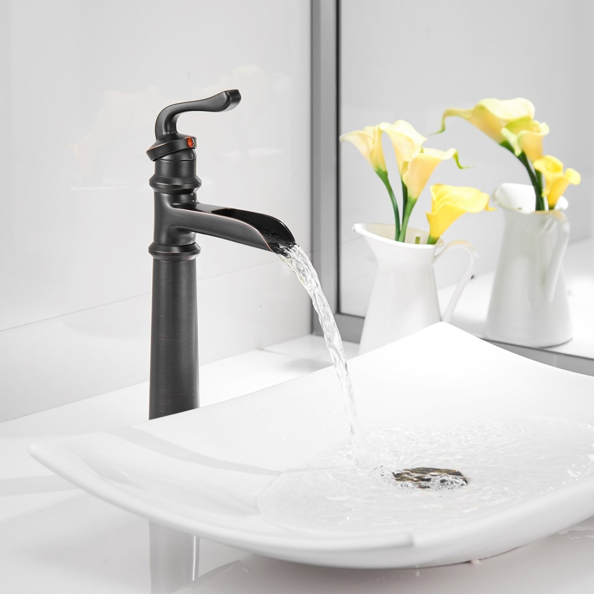 Waterfall Single Hole Bathroom Faucet Oil Rubbed Bronze - buyfaucet.com