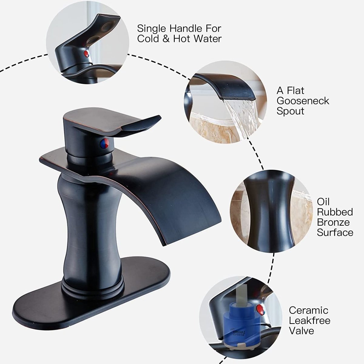 Waterfall Single Hole Bathroom Faucet Oil Rubbed Bronze - buyfaucet.com