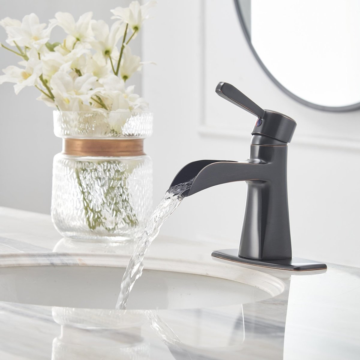 Waterfall Single Hole Bathroom Faucet Oil Rubbed Bronze - buyfaucet.com