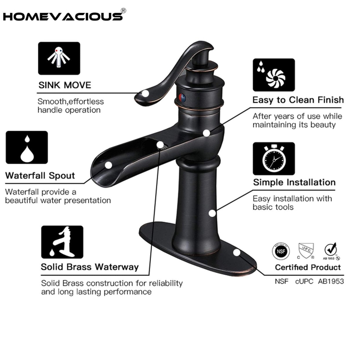 Waterfall Single Hole Bathroom Faucet Oil Rubbed Bronze - buyfaucet.com