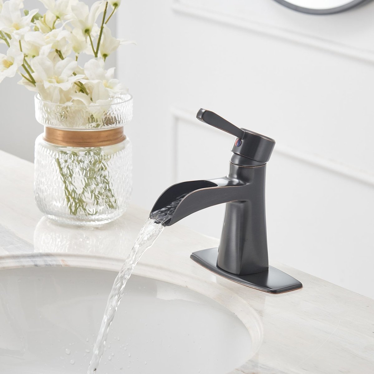 Waterfall Single Hole Bathroom Faucet Oil Rubbed Bronze - buyfaucet.com