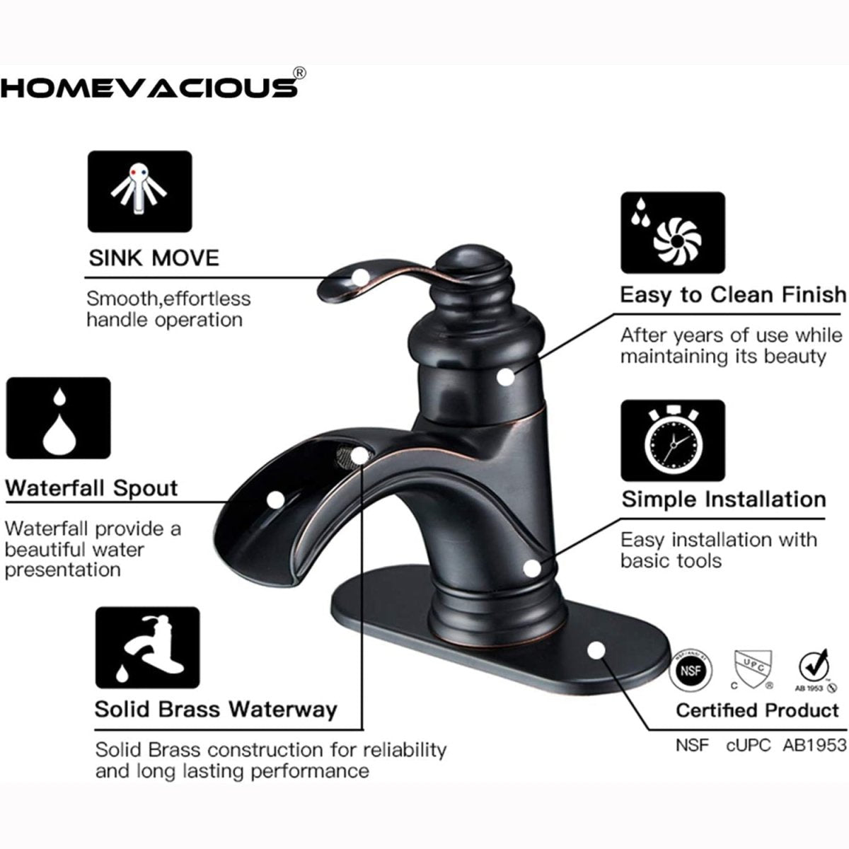 Waterfall Single Hole Bathroom Faucet Oil Rubbed Bronze - buyfaucet.com