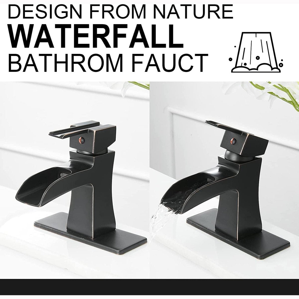 Waterfall Single Hole Bathroom Faucet Oil Rubbed Bronze - buyfaucet.com