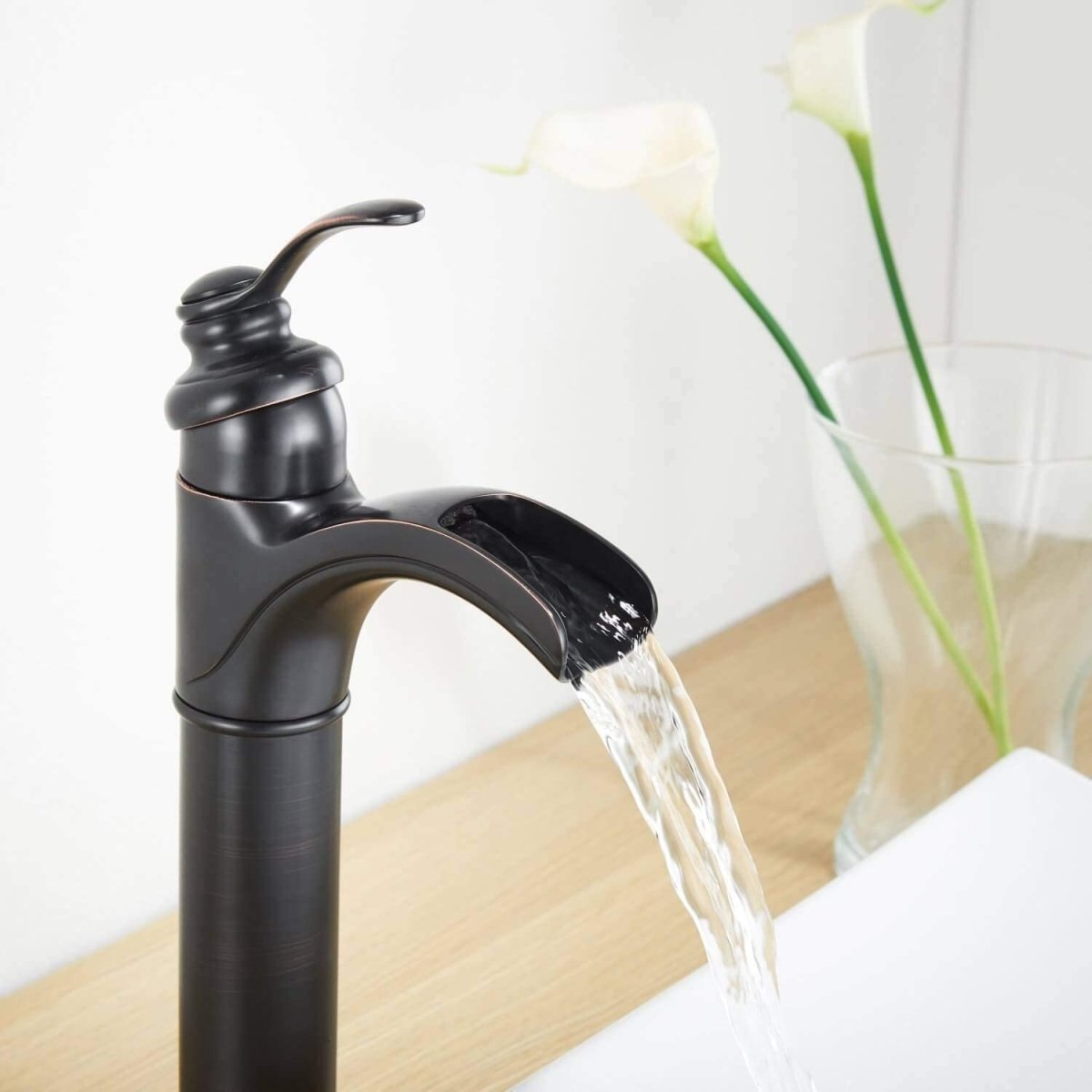 Waterfall Single Hole Bathroom Faucet With Oil Rubbed Bronze - buyfaucet.com