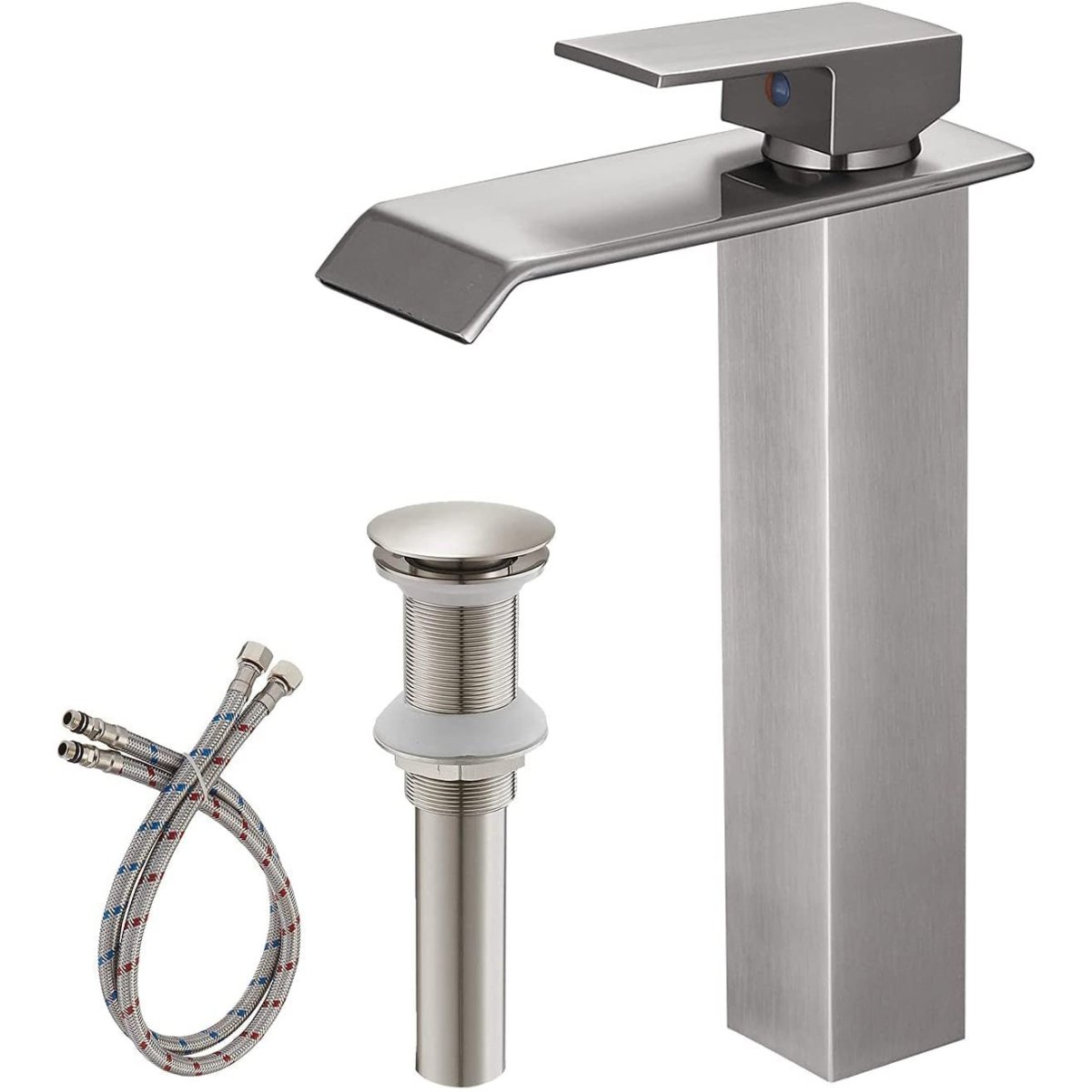 Waterfall Single Hole Bathroom Sink Faucet Brushed Nickel-1 - buyfaucet.com