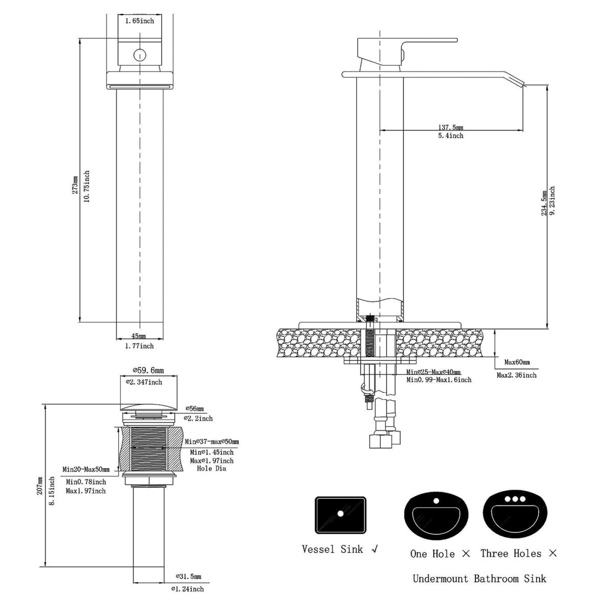 Waterfall Single Hole Bathroom Sink Faucet Brushed Nickel-1 - buyfaucet.com