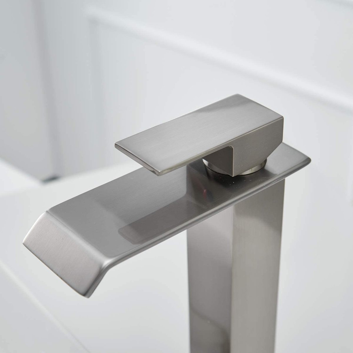 Waterfall Single Hole Bathroom Sink Faucet Brushed Nickel-1 - buyfaucet.com