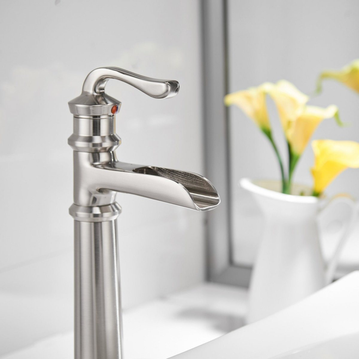 Waterfall Single Hole Bathroom Sink Faucet Brushed Nickel - buyfaucet.com
