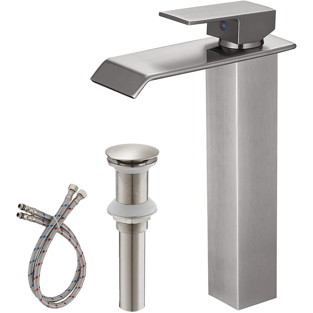 Waterfall Single Hole Bathroom Sink Faucet Brushed Nickel - buyfaucet.com