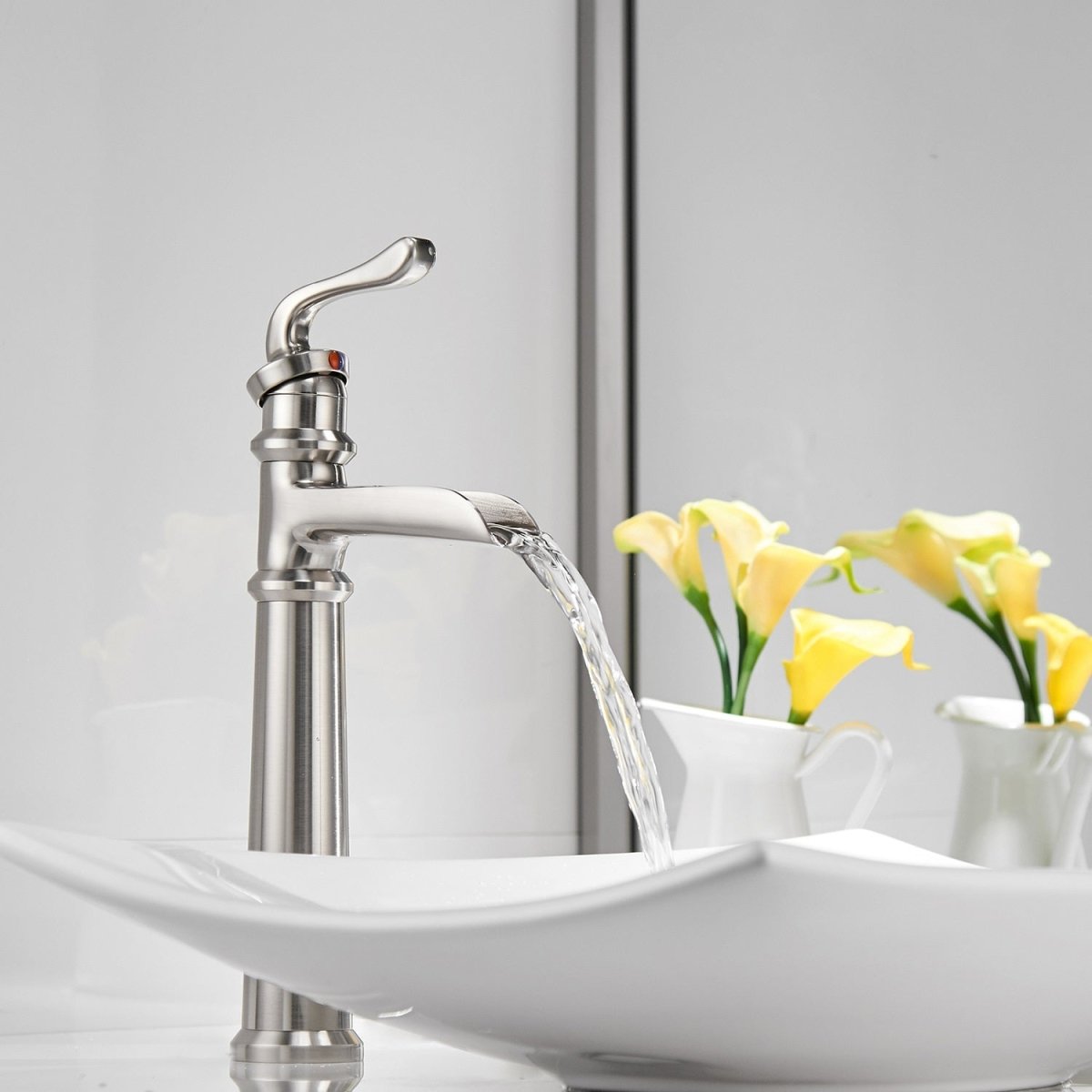 Waterfall Single Hole Bathroom Sink Faucet Brushed Nickel - buyfaucet.com