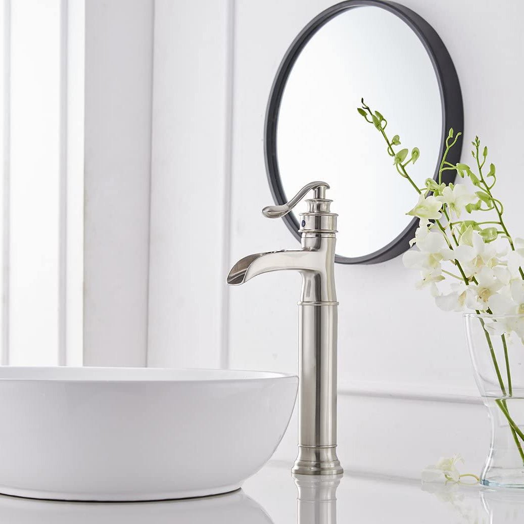 Waterfall Single Hole Bathroom Sink Faucet Brushed Nickel - buyfaucet.com