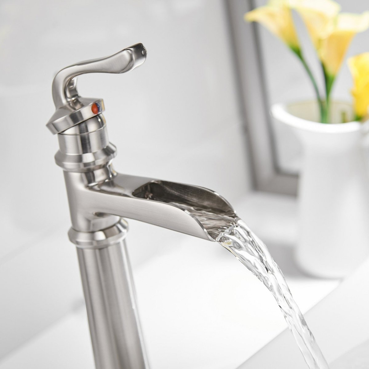Waterfall Single Hole Bathroom Sink Faucet Brushed Nickel - buyfaucet.com