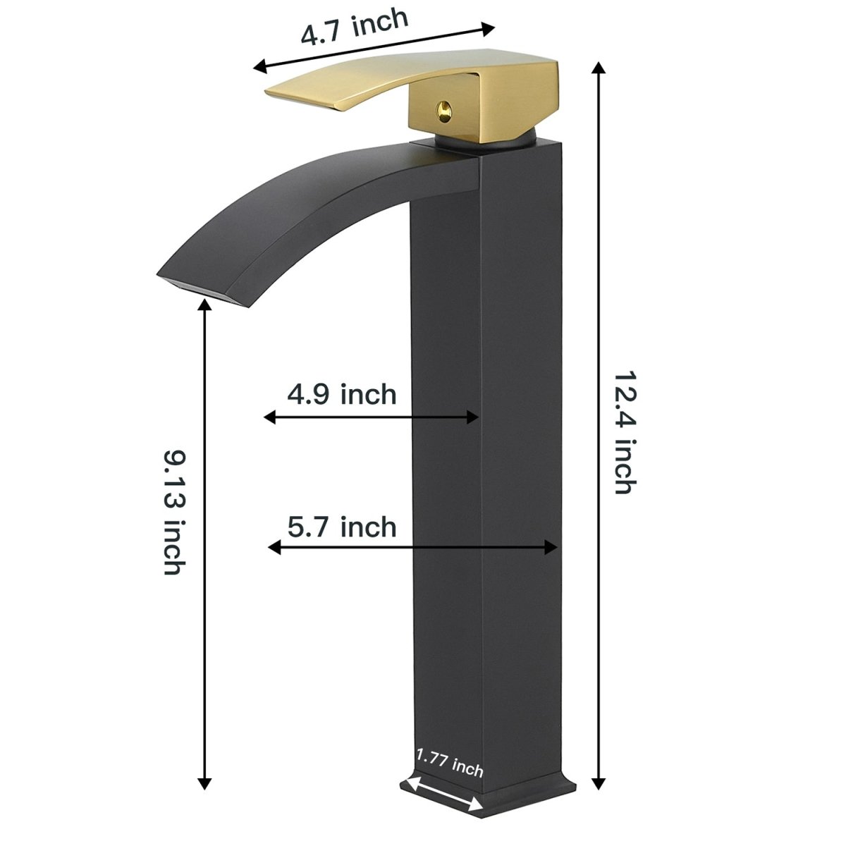Waterfall Single Hole Bathroom Vessel Sink Faucet Black Gold - buyfaucet.com